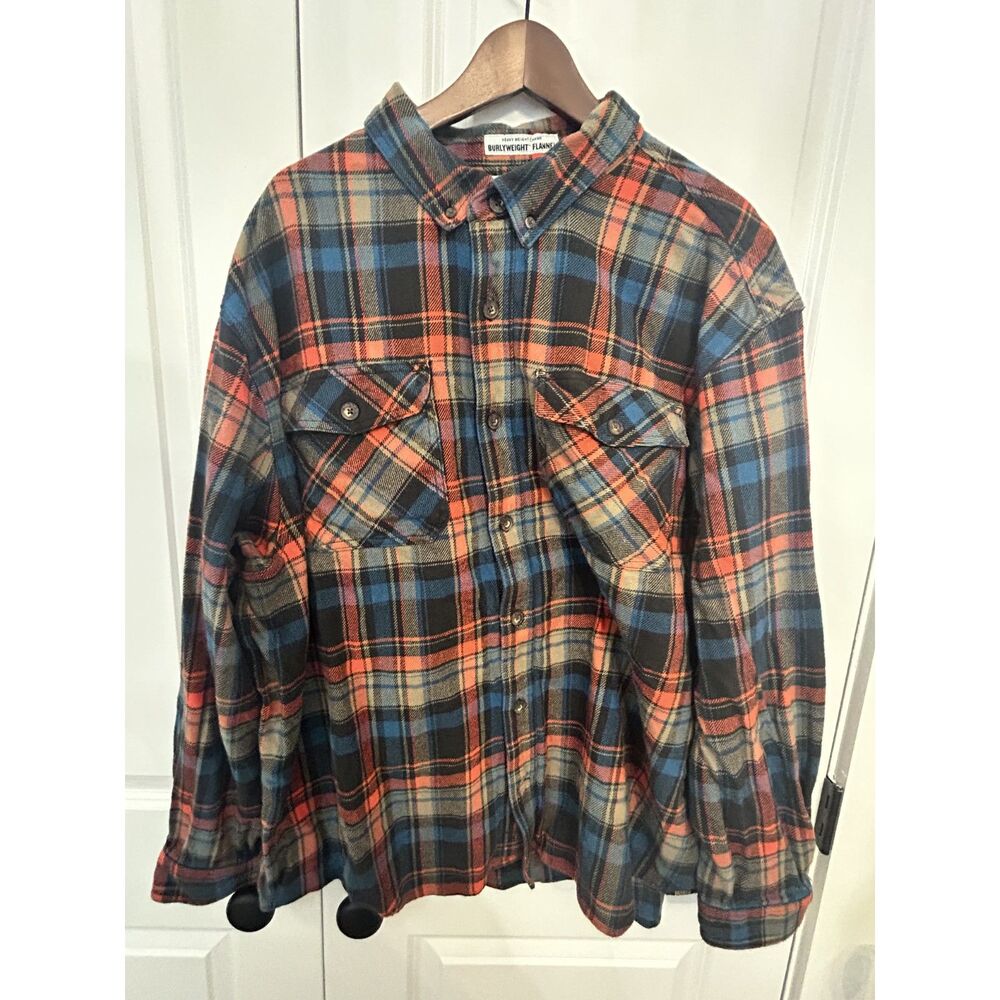 Duluth Trading Co Burlyweight Flannel Shirt Mens 2XL Heavyweight Champ Plaid